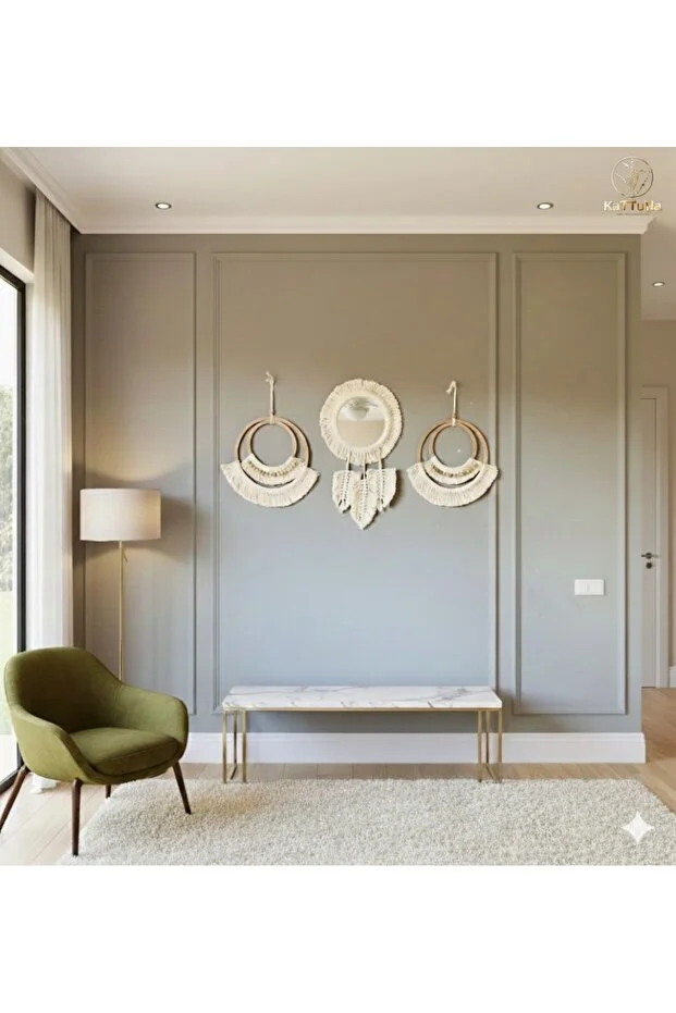 Wall Art Bohem Makrome Duvar Dekorasyon Ürünü 3lü Set